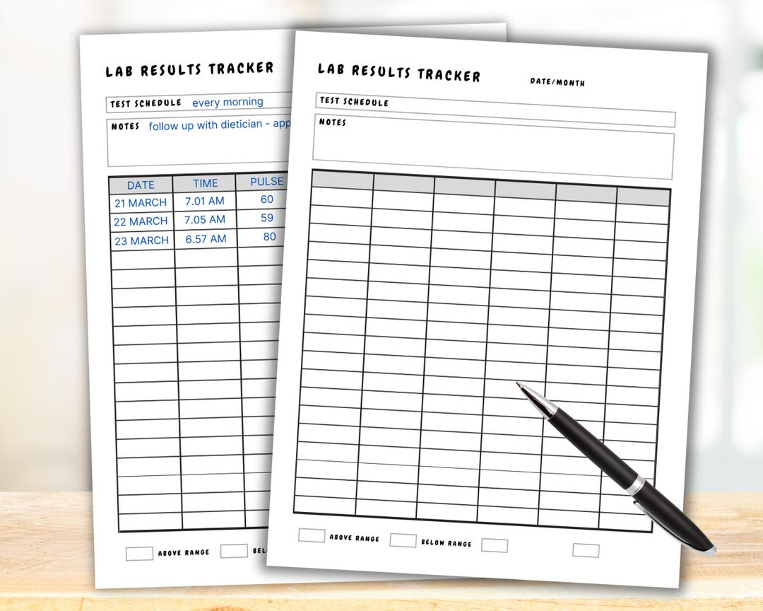 Lab Results Tracker Printable Blood Test Log PDF Medical Lab Record ...
