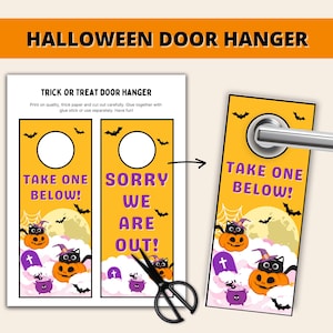 Trick or Treat Halloween Door Hanger Trick or Treat Sign No More Candy Trick or Treat Double Sided Interchangeable Door Hanger