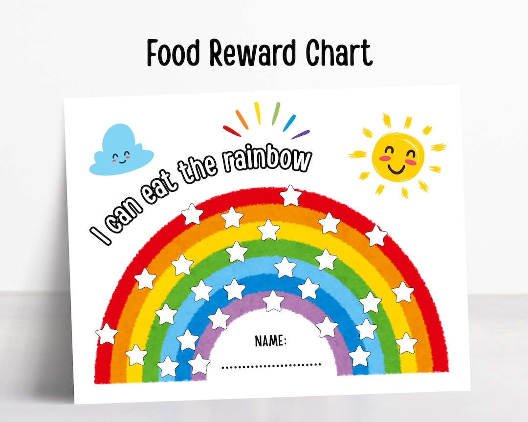 Eat the Rainbow Diploma Food Reward Chart Coloring Activity Picky ...