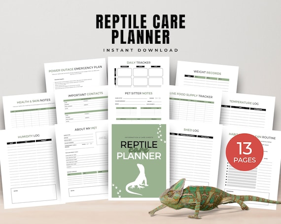 Reptile Care Journal Printable Planner, Bearded Dragon Care Log, Crested Gecko Pet Planner, Leopard Gecko Journal, Pet Sitter Notes Template