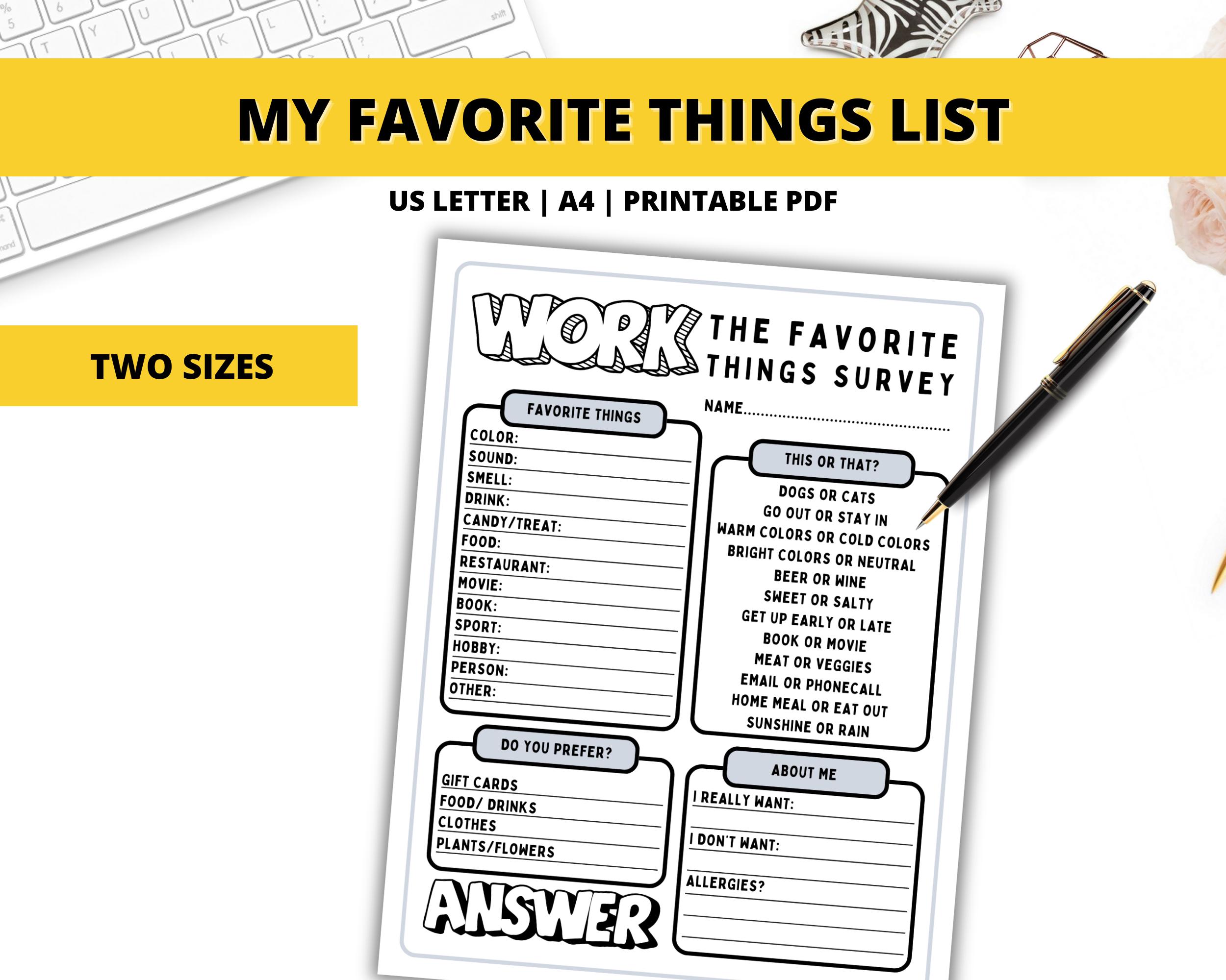 Team Building Get to Know Me Questionnaire Printable, My Favorite ...