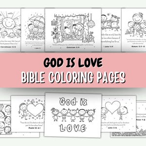 Christliche Bibel Malseiten Gott ist Liebe, Valentinstag Christliche Bibelverse Färbung Aktivität, Perfekte Sonntagsschule Handwerk Aktivität