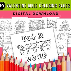 Christian Valentine Bible Coloring Pages, Valentines Christian Bible Verse Coloring Activity, Perfect Sunday School Craft Activity