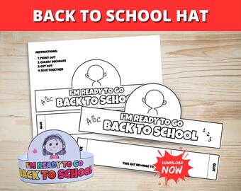 Corona de papel para la vuelta al cole - Manualidad de diadema para la vuelta al cole, actividad imprimible para niños, sombrero de papel imprimible, manualidades para la vuelta al cole