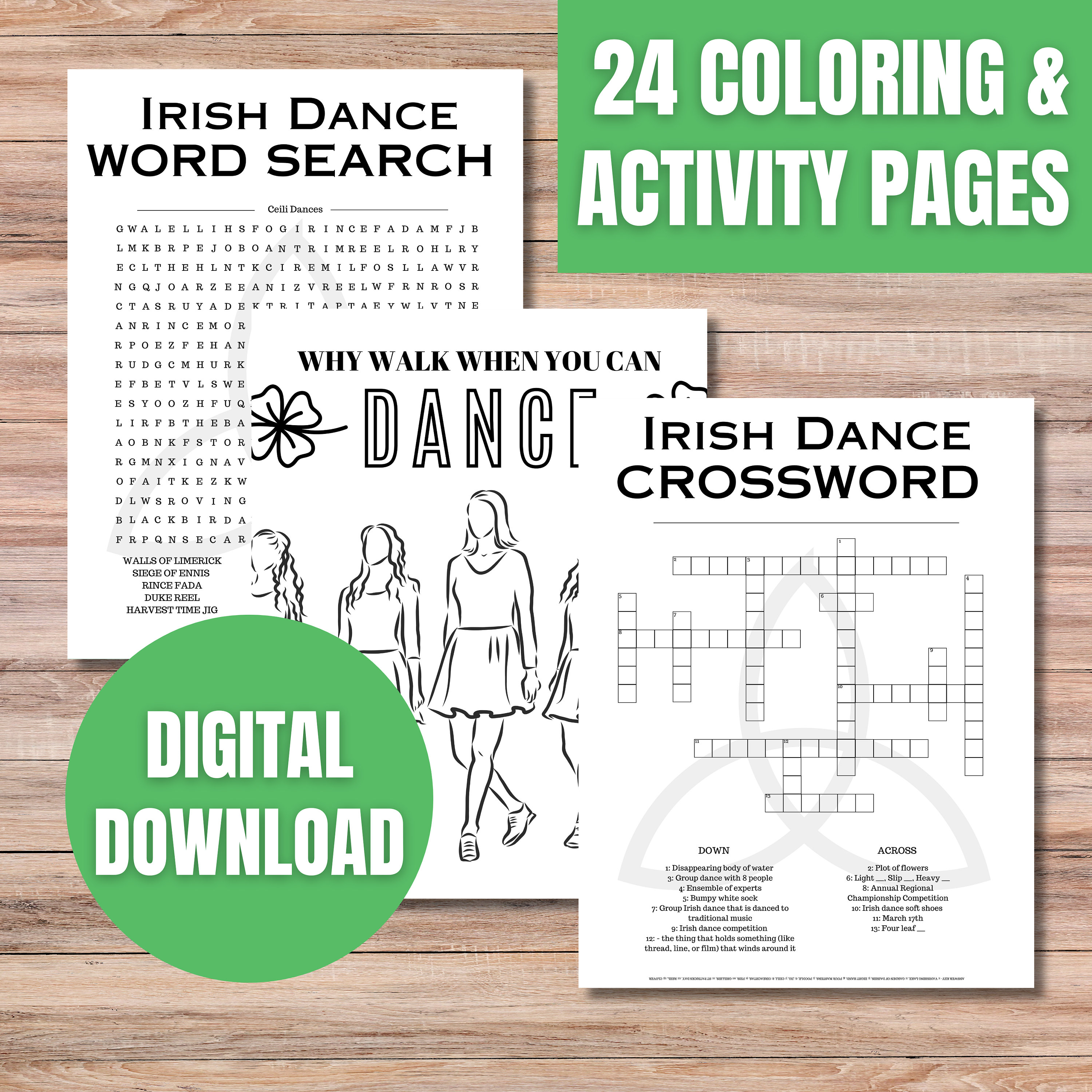 Irish Dance Coloring and Activity Pages Digital Download 24 Coloring ...