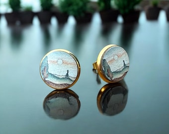 Desert Stud Earrings, Cactus Post Earrings, Southwestern Jewelry, Gold or Silver Earrings, Gift for Friend, Gift for Wife