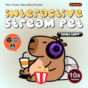 Chill Capybara Stream Pet. Interactive Chat Companion Widget.