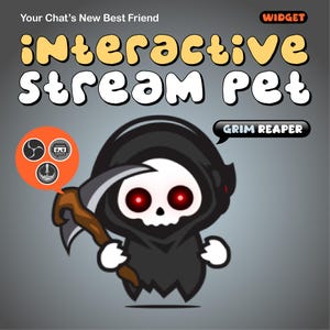 Grim Reaper Stream Pet Overlay Widget | Interactive Animated Virtual Pet for Live Streaming on Twitch, YouTube, Facebook
