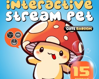 cute mushroom Stream Pet Overlay | Interactive Animated Virtual Pet for Live Streaming on Twitch, YouTube, Facebook & Kick