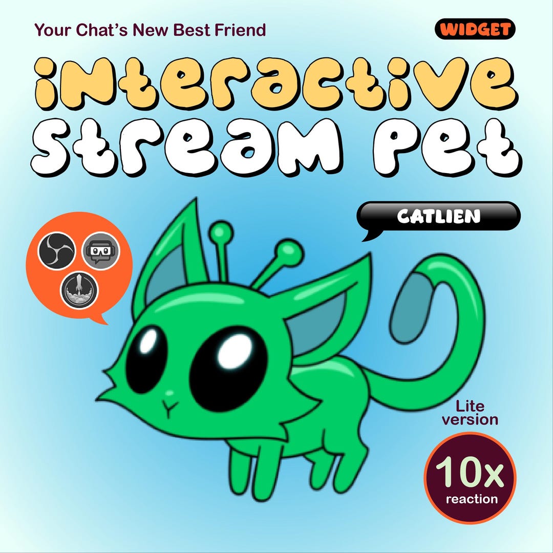 Alien Cat Stream Pet Widget. Interactive Command Widget. Galaxy Space ...