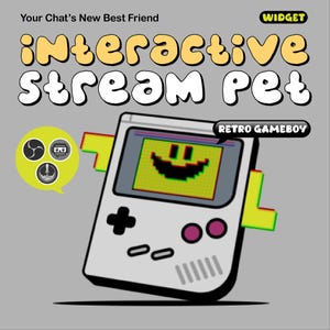 Retro Gameboy Stream Pet Overlay | Interactive Animated Virtual Pet for Live Streaming on Twitch, YouTube, Facebook & Kick