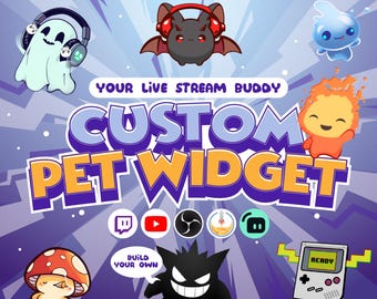 Superposición de widget de mascota personalizada y animada para transmisiones en vivo en OBS, Streamlabs, StreamElements/Twitch, YouTube y transmisiones en vivo.