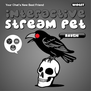 Death Raven Stream Pet Overlay | Interactive Animated Virtual Pet for Live Streaming on Twitch, YouTube, Facebook & Kick