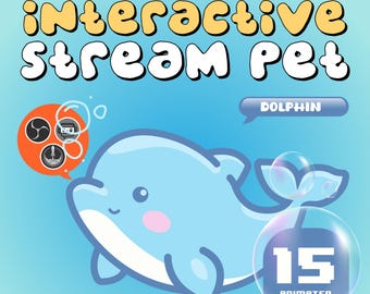 Dolphin Stream Pet Overlay | Interactive Animated Widget 15 command reaction