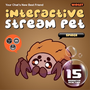 Superposición de mascota Spider Stream / Widget animado interactivo 15 reacciones de comando
