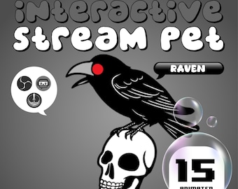 Death Raven Stream Pet Overlay | Interactive Animated Virtual Pet for Live Streaming on Twitch, YouTube, Facebook & Kick