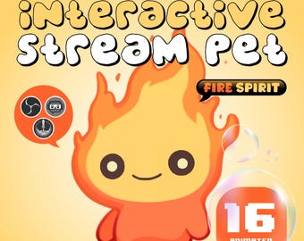 Fire Spirit Stream Pet Overlay | Interactive Animated Virtual Pet for Live Streaming on Twitch, YouTube, Facebook & Kick