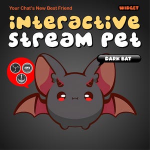Dark Vampire Bat Stream Pet Overlay | Interactive Animated Virtual Pet for Live Streaming on Twitch, YouTube, Facebook & Kick