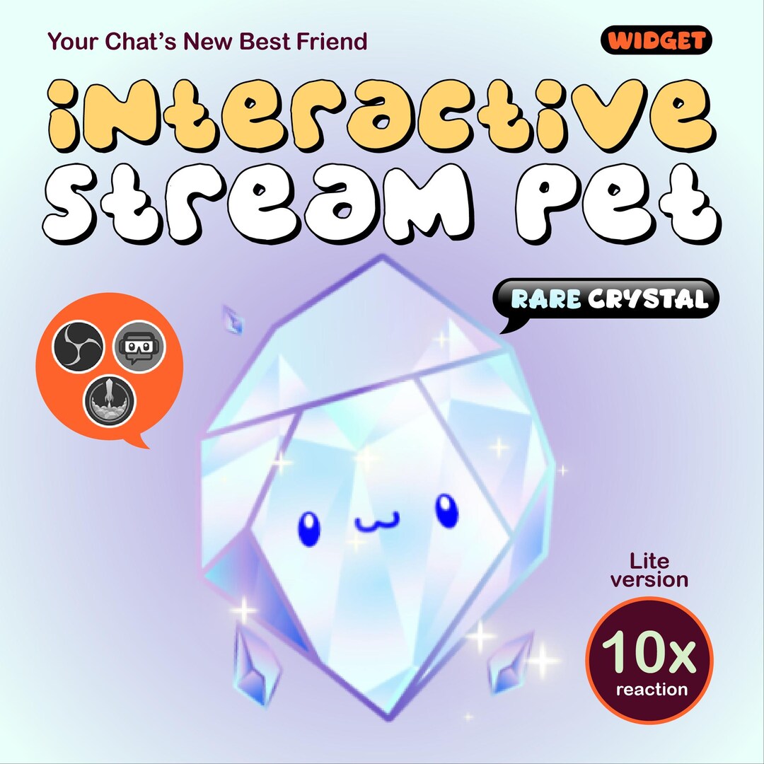 Rare Crystal Stream Pet Overlay | Interactive Animated Widget (lite ...