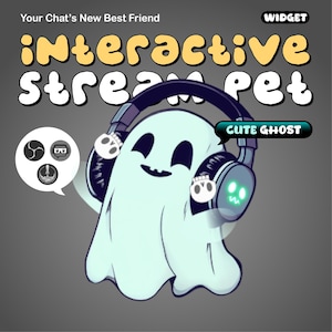 cute Ghost Stream Pet Overlay | Interactive Animated Virtual Pet for Live Streaming on Twitch, YouTube, Facebook & Kick