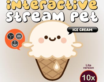 Twitchチャット用のアイスクリームインタラクティブストリームペット。かわいいムードストリームデコレーションウィジェット