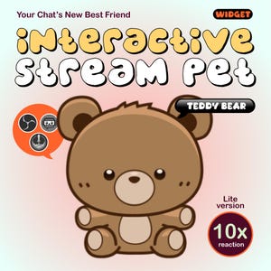 Teddybär-Puppe-Bär-Haustier-Widget | Gemütliches interaktives animiertes Virtuelles Haustier für Livestreaming