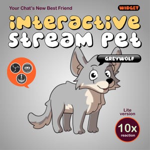 Animated Wolf Stream Pet Widget. 10x Interactive Chat Reactions