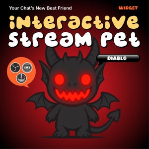 Diablo, Devil Stream Pet Overlay. Interactive Animated Virtual Pet for Live Streaming on Twitch, YouTube, Facebook & Kick