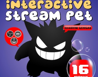 Gengar Sombrio - Sobreposição de Pet para Transmissão | Pet Virtual Animado e Interativo para Transmissões ao Vivo no Twitch, YouTube, Facebook e Kickstarter