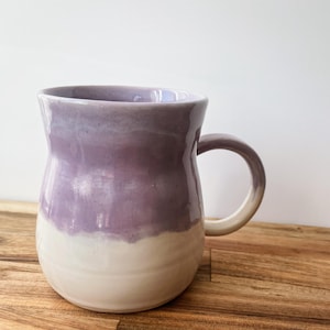 Purple Lilac Glazed Mug - White Ceramic Coffee Cup (16 oz)