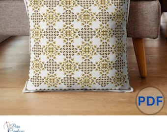 Snowflakes and flowers cross stitch pattern, Cushion Cover Cross Stitch pattern.  Download PDF. Handmade home decor. Celtic styles