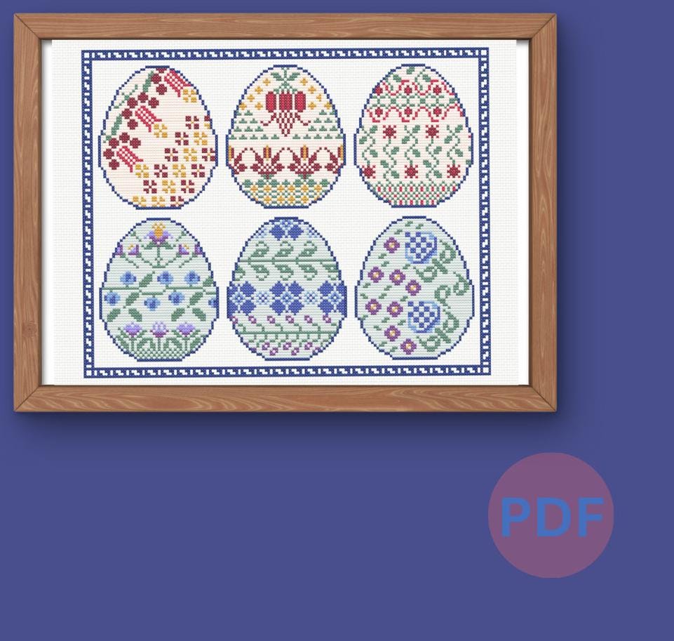 Easter Eggs and Flowers Cross Stitch Pattern (PDF Download) - Etsy
