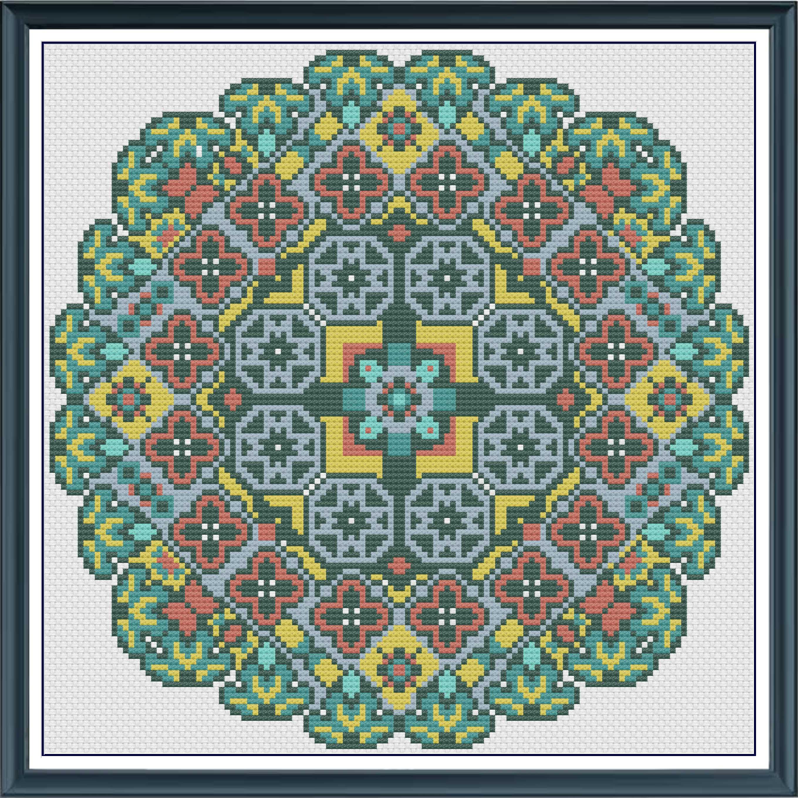 Tile Stitching Pattern Mediterranean Tiles Cross Stitch Pattern - Vibrant Mosaic Design PDF ...