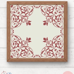 Arabesque Corner Cross Stitch Pattern.  Download PDF. Symmetric Pattern. Geometric Square Cross Stitch
