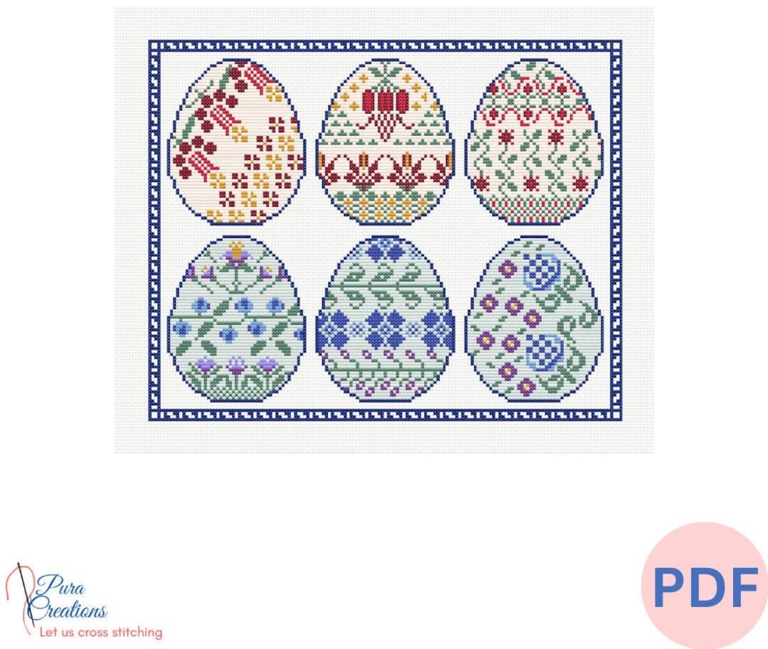 Easter Eggs and Flowers Cross Stitch Pattern (PDF Download) - Etsy
