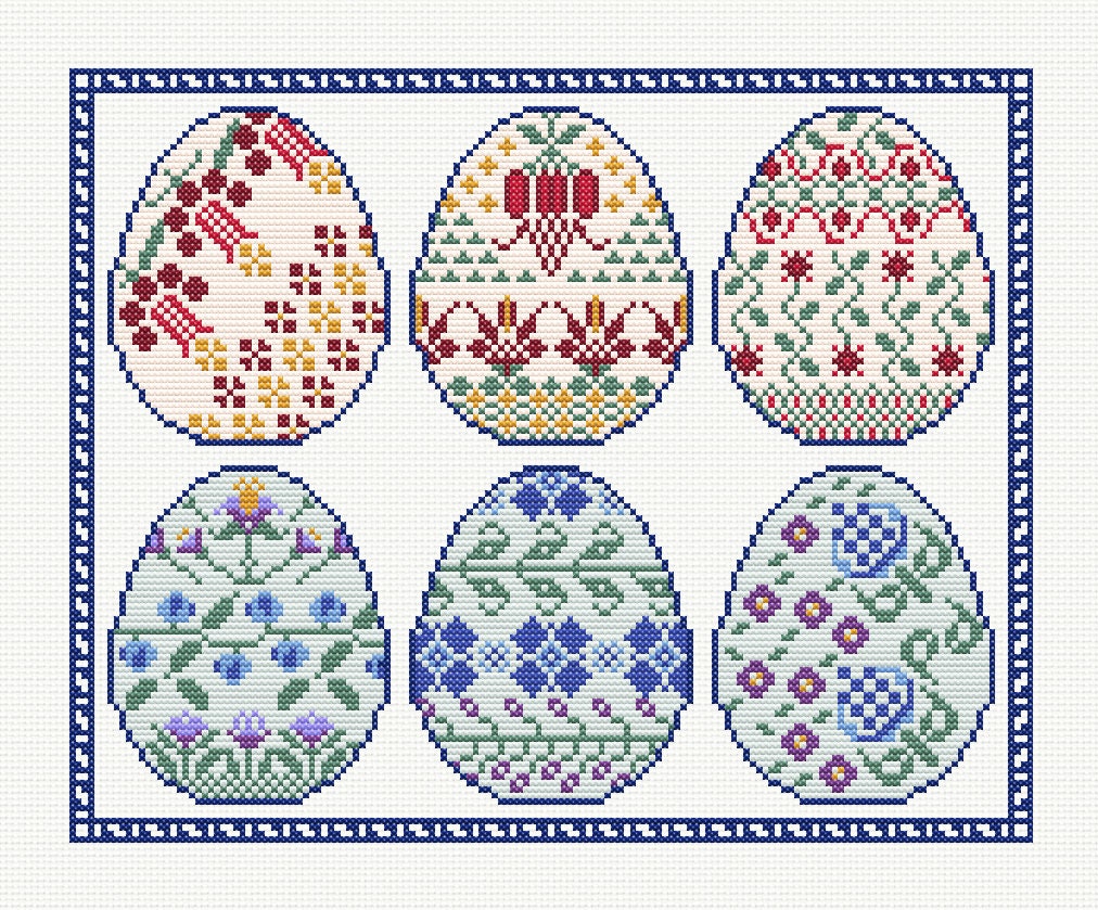 Easter Eggs and Flowers Cross Stitch Pattern (PDF Download) - Etsy