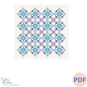 Square Flowers Cross Stitch Pattern: Cushion Cover Design (PDF Download)