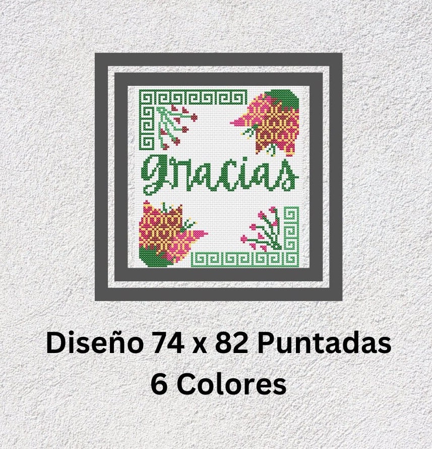 Gracias a la naturaleza. Patron de Punto de Cruz Digital.  Tamaño  74 x 82 stitches.  Patron floral digital Regalo  agradecimiento.