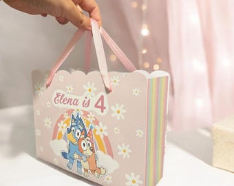 Personalized Pink Daisy Party Bag: Blue Dog Birthday Favor