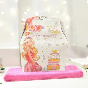 Pink Princess Doll Party Favor Box: Personalized Candy Bag