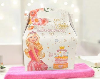 Pink Princess Doll Party Favor Box: Personalized Candy Bag