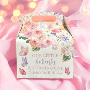 Butterfly Birthday Favor Box: Floral Party Treat Bag
