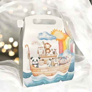 Noah’s Ark Favor Box – Animal Party Treat Box for Baby Showers, Birthdays, Baptism Gifts