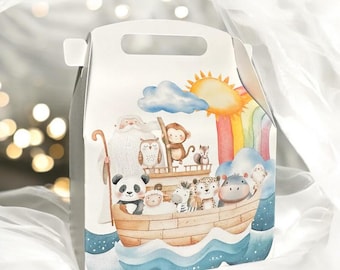 Noah’s Ark Favor Box – Animal Party Treat Box for Baby Showers, Birthdays, Baptism Gifts
