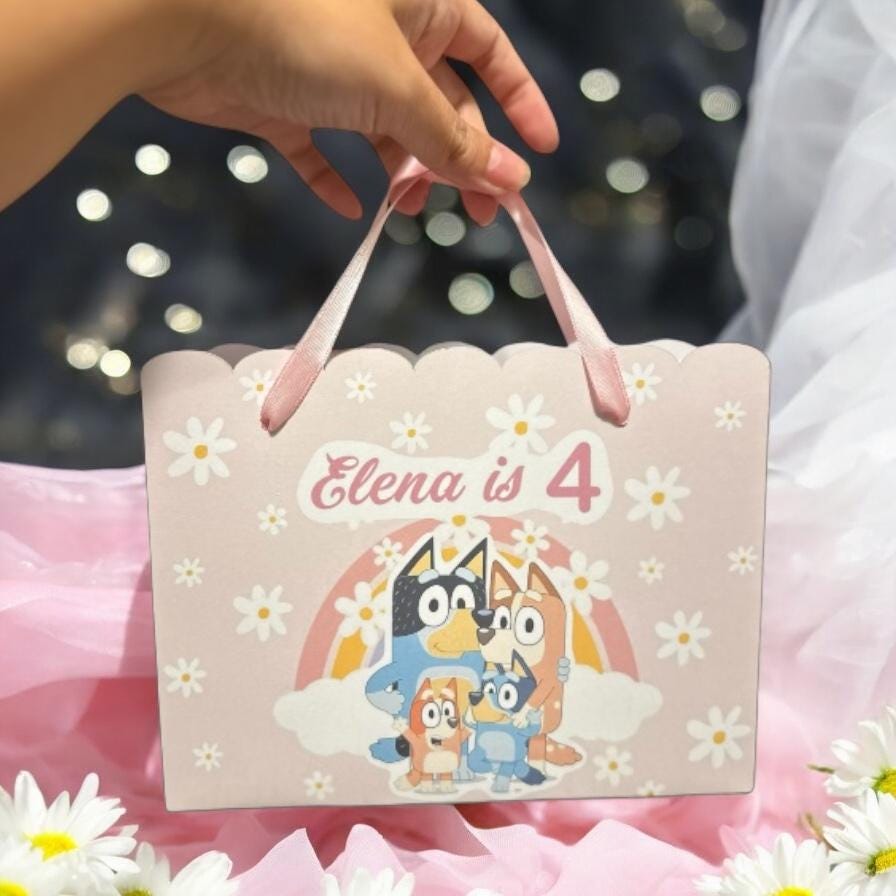 Personalized Pink & Blue Floral Gift Bag