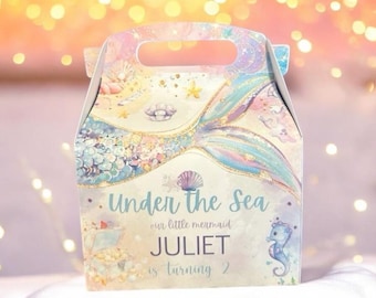 Lilac Mermaid Party Favor Box: Personalized Candy Bag - Chocolate Box