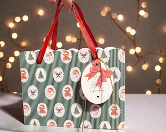 Retro Santa Christmas Favor Box with Bow