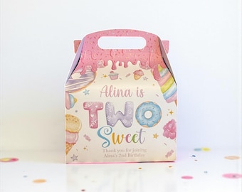Two Sweet Birthday Favor Box: Candyland Party, Personalized Name