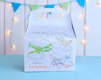 Airplane Birthday Favor Box: Watercolor Travel Theme Party