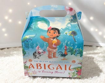 Personalisierte Moana Geburtstags-Geschenkbox: Tropical Island Party Candy Box